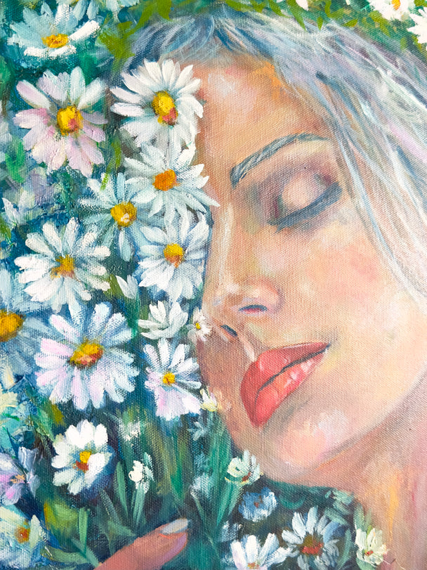 Her and the Daisies-original painting