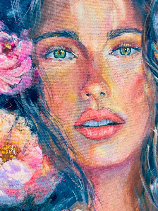 Her and the wild roses. Original painting