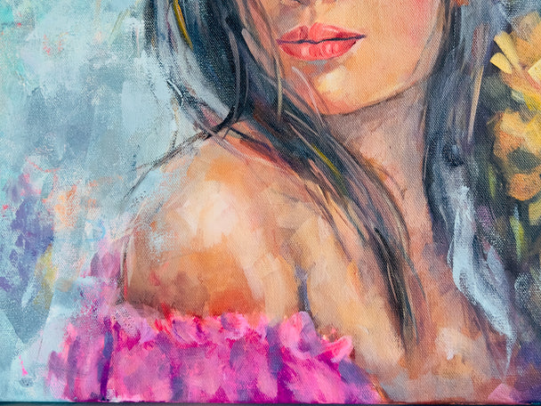 Her and wildflowers- Original painting