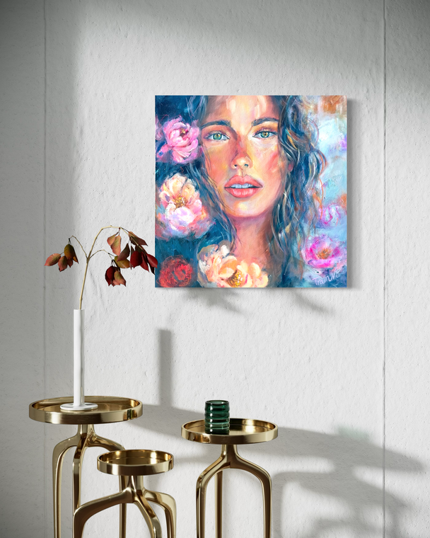Her and the wild roses. Original painting