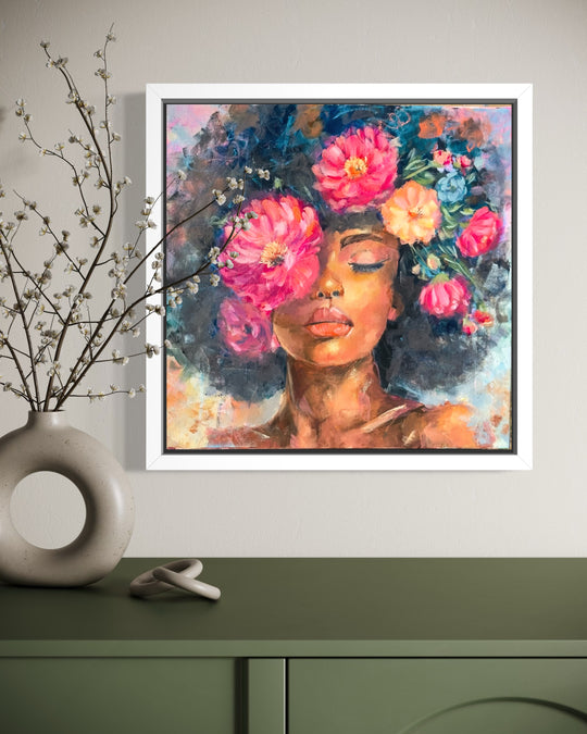 Her and the peonies - Original Painting