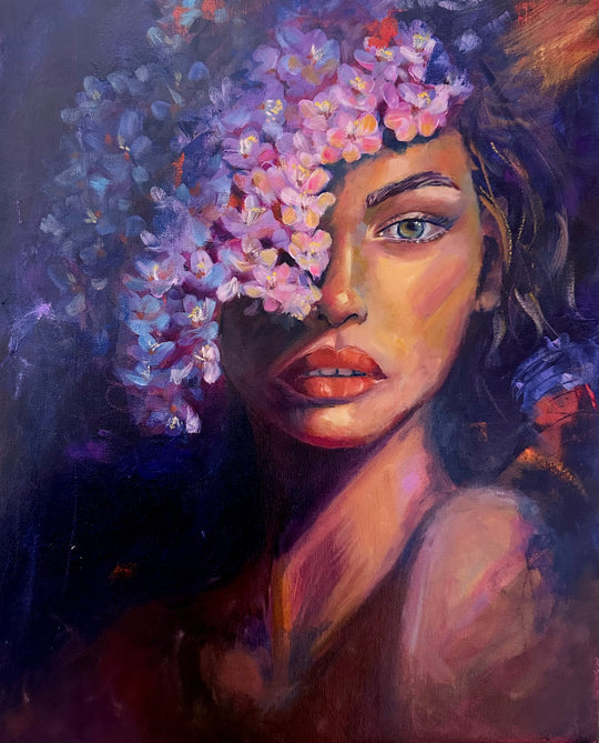 Her and cherry blossom- original painting