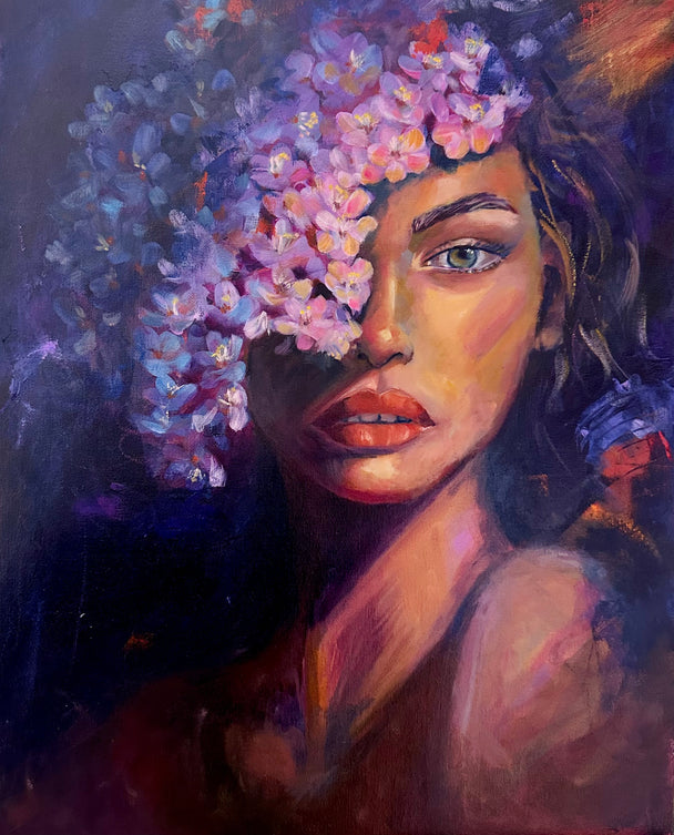 Her and cherry blossom- original painting