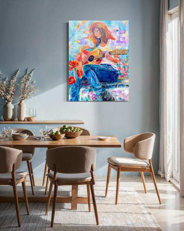 She is lost in colors. Original painting..