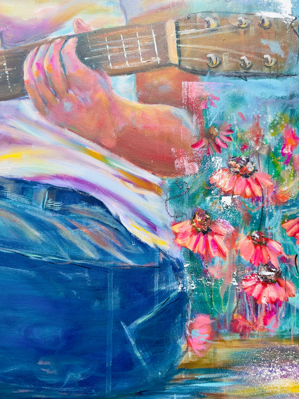 She is lost in colors. Original painting..