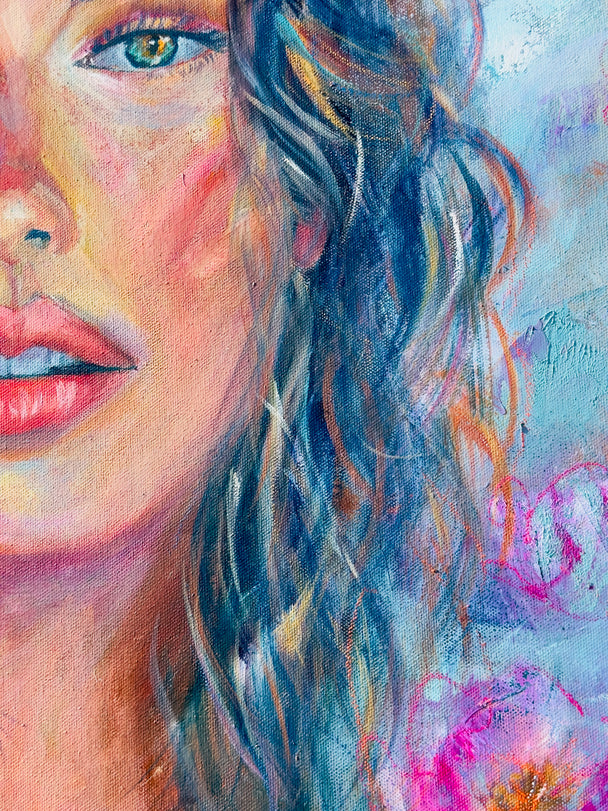 Her and the wild roses. Original painting