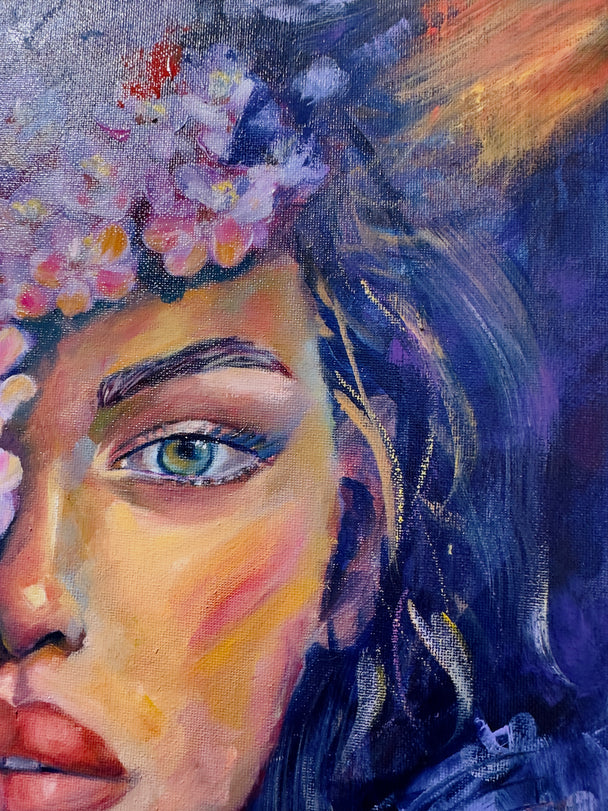 Her and cherry blossom- original painting