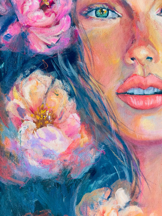 Her and the wild roses. Original painting