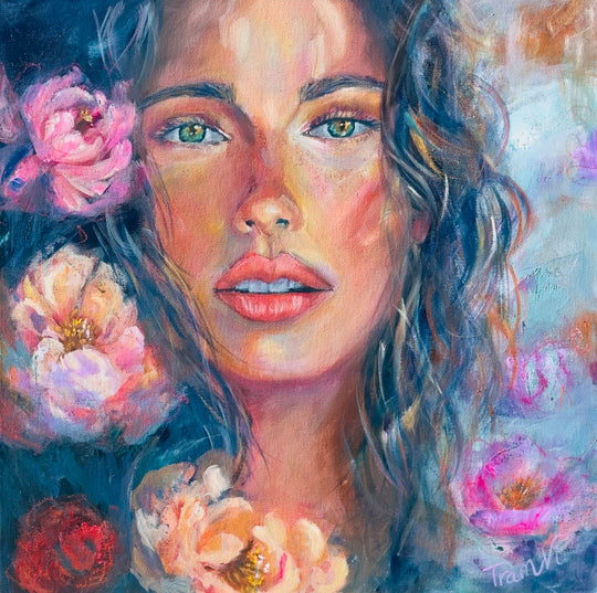 Her and the wild roses. Original painting